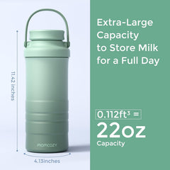 Momcozy 22oz Portable Breastmilk Cooler for 24H Outdoor, Newborn Essentials | 24 Hours & 360° Surrounded Cooling, 2 Extra Baby Bottles for Better Storage, Life Saver for Working Mom, Hassle-Free Cleaning