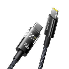 Baseus USB C Cable, 100W 5A Fast Charging USB C Charger Cable with LED Display, Zinc Alloy Nylon Braided Cable The Branded Hub