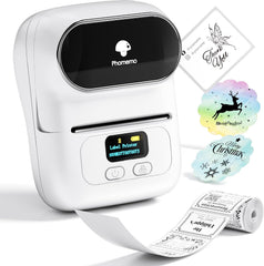 Phomemo M110 Label Printer, Portable Thermal Label Maker with Display | Easy to Use, 2 Inch Bluetooth Themral Printer for Small Business, Home, School, Organization, APP with 6000+ Templates, White