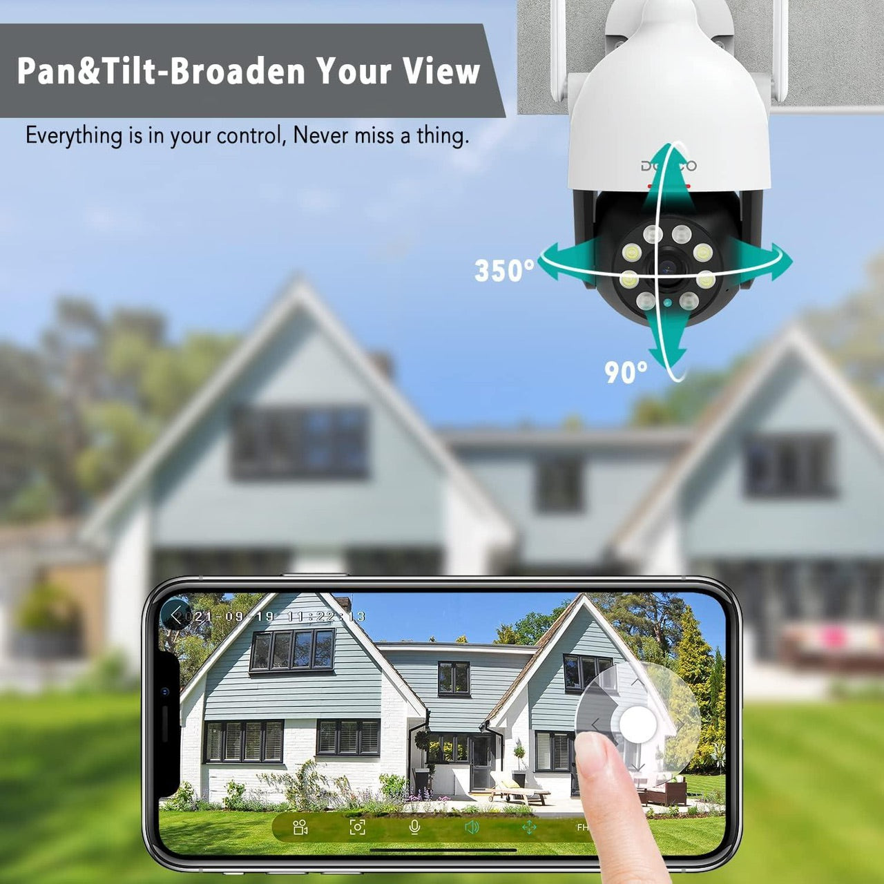 DEKCO Outdoor Security Camera – WiFi, Pan-Tilt 360° View, 3MP, 2-Way Audio, Full Color Night Vision, Waterproof, Motion Detection and Siren The Branded Hub