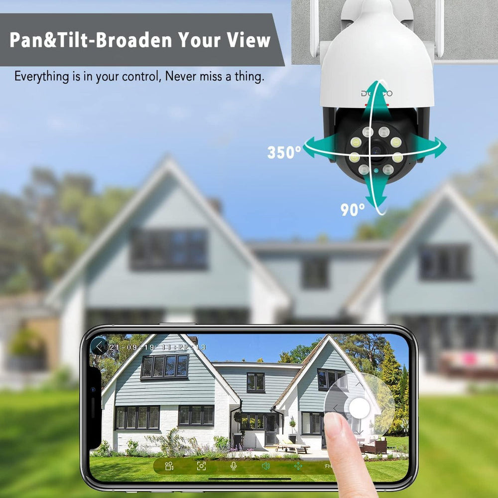 DEKCO Outdoor Security Camera – WiFi, Pan-Tilt 360° View, 3MP, 2-Way Audio, Full Color Night Vision, Waterproof, Motion Detection and Siren The Branded Hub