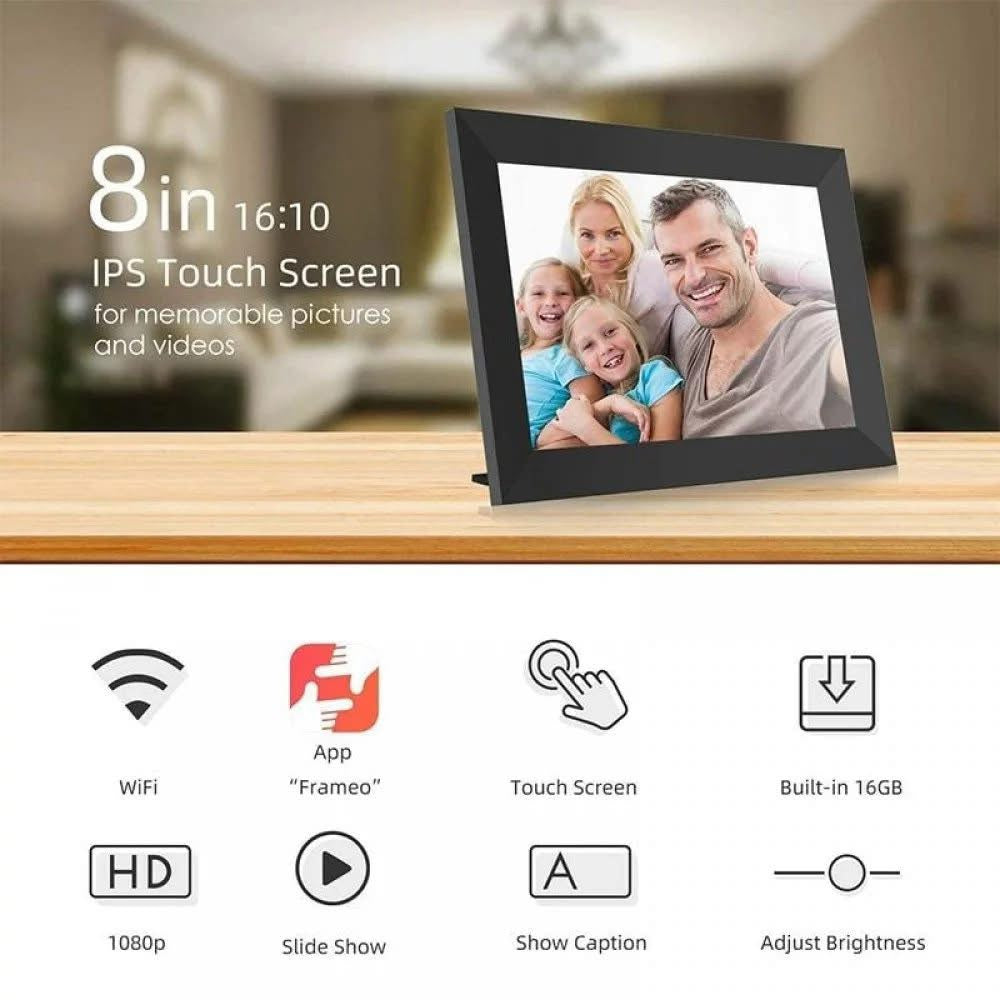 Jeemak F15 Digital Picture Frame 8.0 inch WiFi Photo Frame Gift Choice for Family/Friends Smart Frame Wireless Sync 16gb Storage The Branded Hub