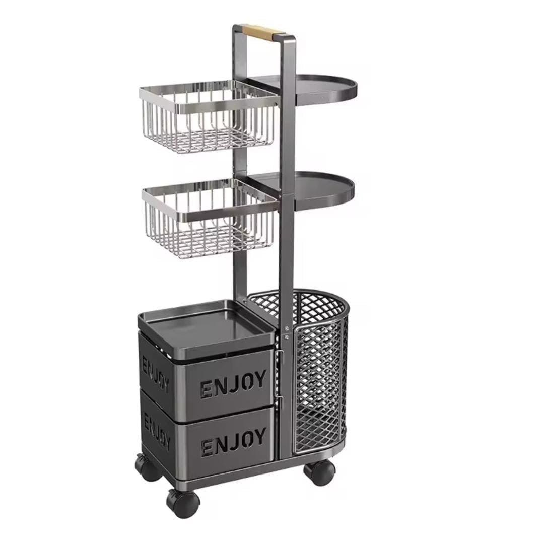 Multi Functional floor Standing Metal Kitchen Storage Trolley with Drawers