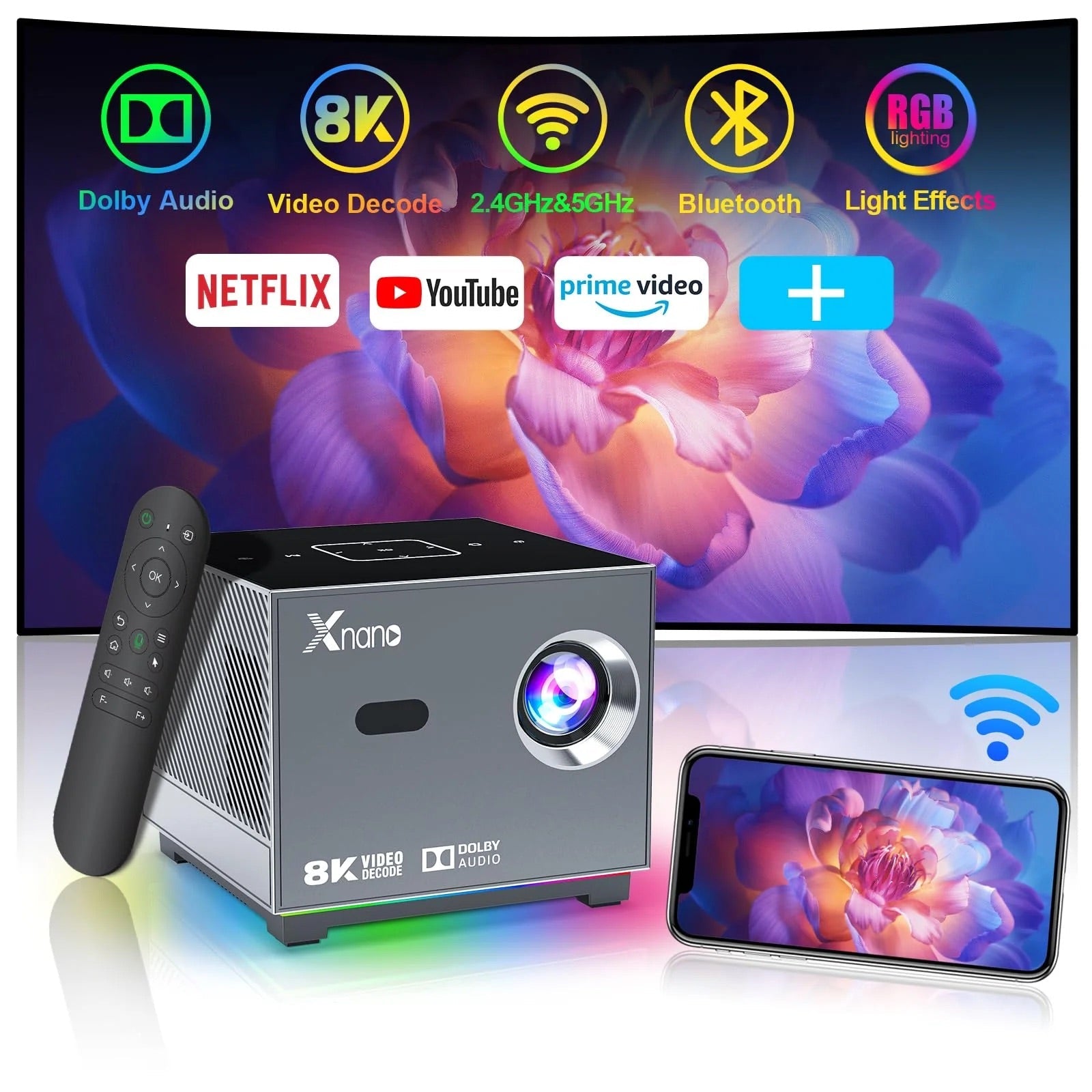 X Nano X3 T972 Mini 5G WIFI LED 8K Video HD Home Video Projectors The Branded Hub