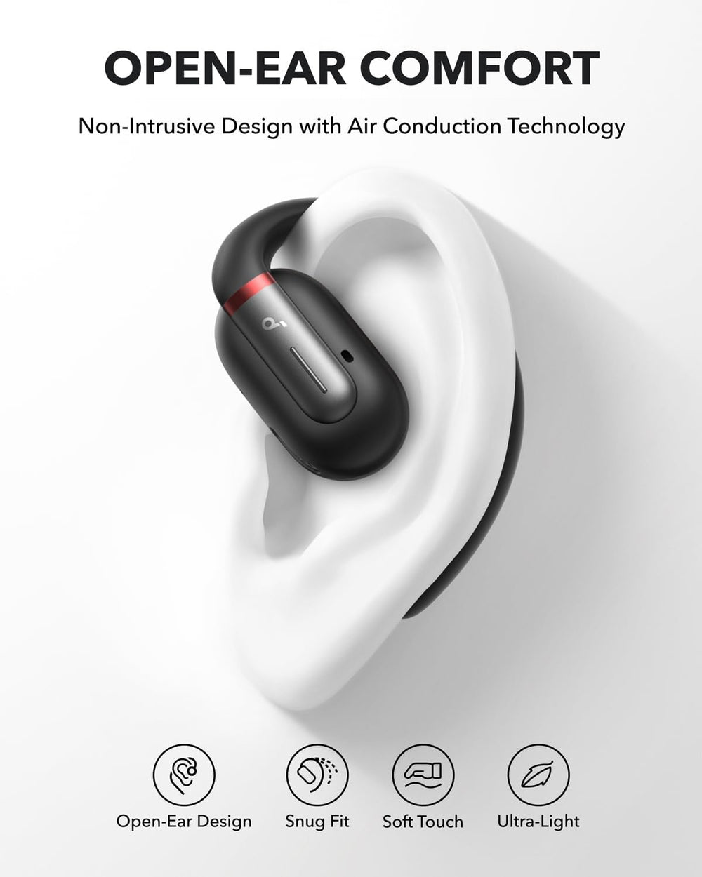 Soundcore by Anker V30i Open-Ear Headphones, Ultra-Comfort, Lightweight Design, Snug Fit, Ergonomic Ear Hooks, Robust Bass, 36H Playtime, Bluetooth 5.3, App Control, Clear Calls, Wireless Earbuds The Branded Hub