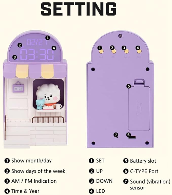 BT21 Cafe Digital Led Desk Clock (KOYA) The Branded Hub
