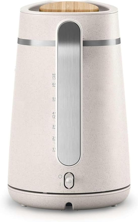Philips Eco Conscious Edition Kettle 5000 Series, 100% Bio-based plastics*, 1.7 L Capacity, Cordless + 360° Pirouette Base, Silk White Matt Finish, (HD9365/11) The Branded Hub