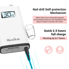 MelodySusie Clip-On Cordless Nail Drill, SC320H 30000RPM The Branded Hub