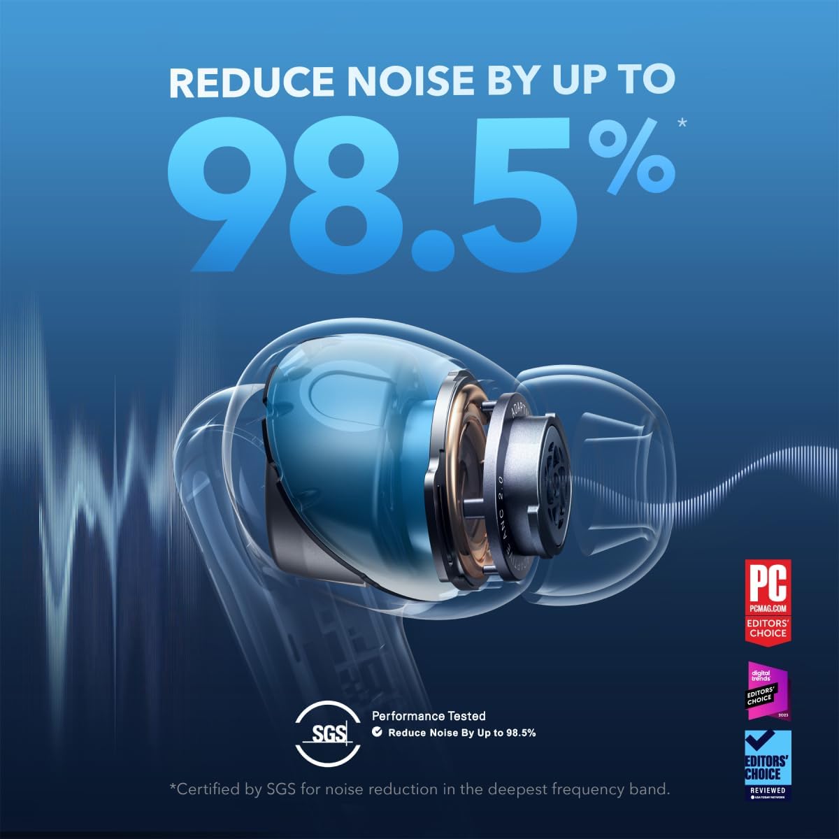 Soundcore by Anker Liberty 4 NC Wireless Earbuds, 98.5% Noise Reduction, Adaptive Noise Cancelling to Ears and Environment, Hi-Res Sound, 50H Battery, Wireless Charging, Bluetooth 5.3 (Black) The Branded Hub