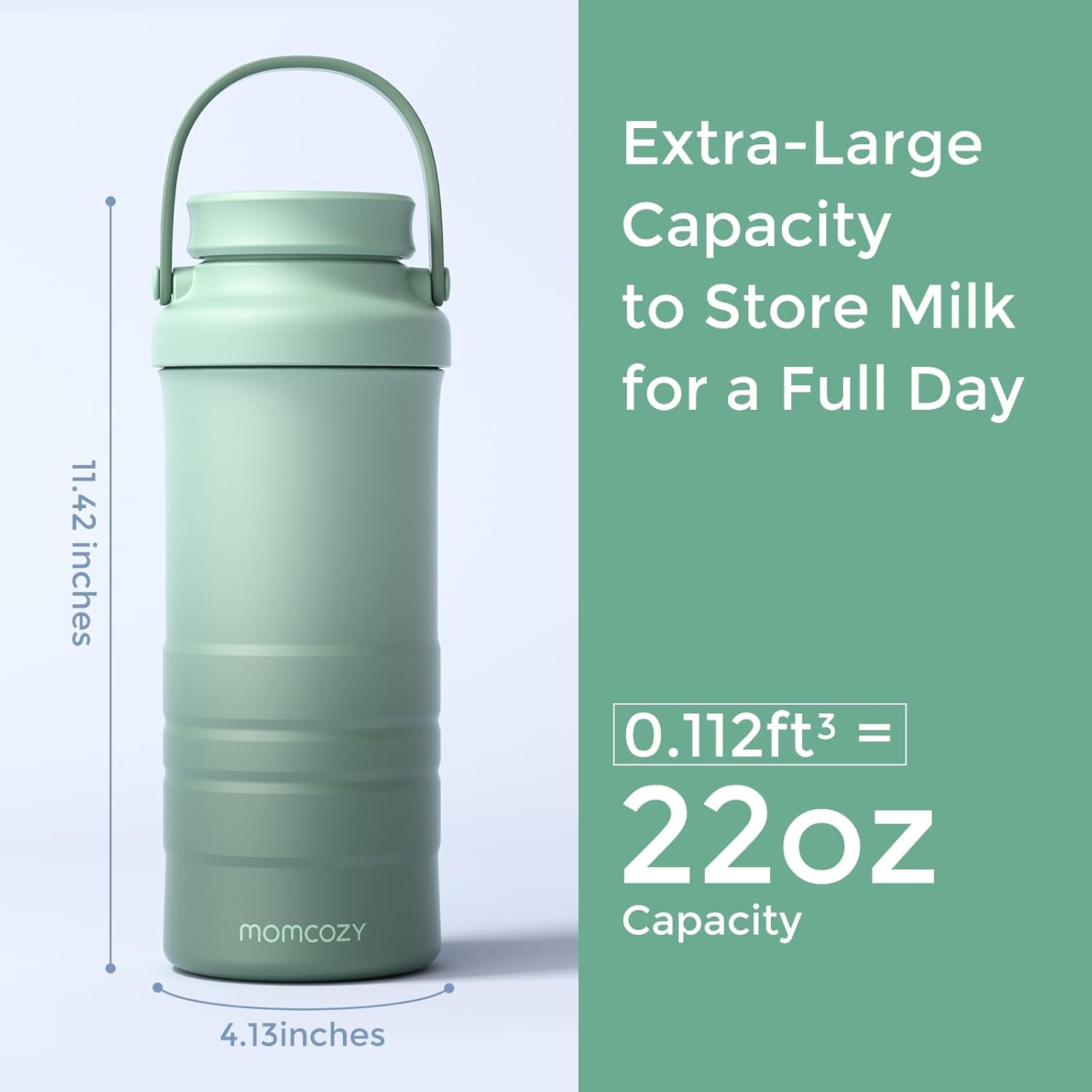 Momcozy 22oz Portable Breastmilk Cooler for 24H Outdoor, Newborn Essentials | 24 Hours & 360° Surrounded Cooling, 2 Extra Baby Bottles for Better Storage, Life Saver for Working Mom, Hassle-Free Cleaning
