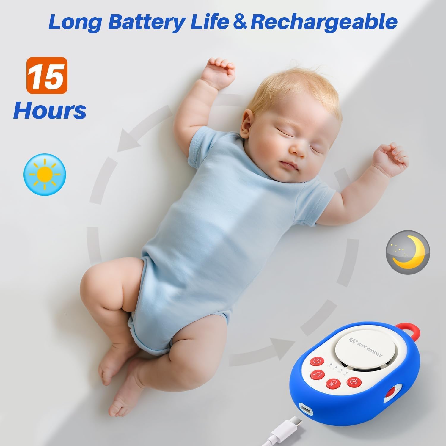 Portable Baby Sound Machine White Noise for Babies Kids Adults | Sleep Soother |Timer Function |20 Soothing Sounds | 22 Hours Battery Life, Travel,Registry...