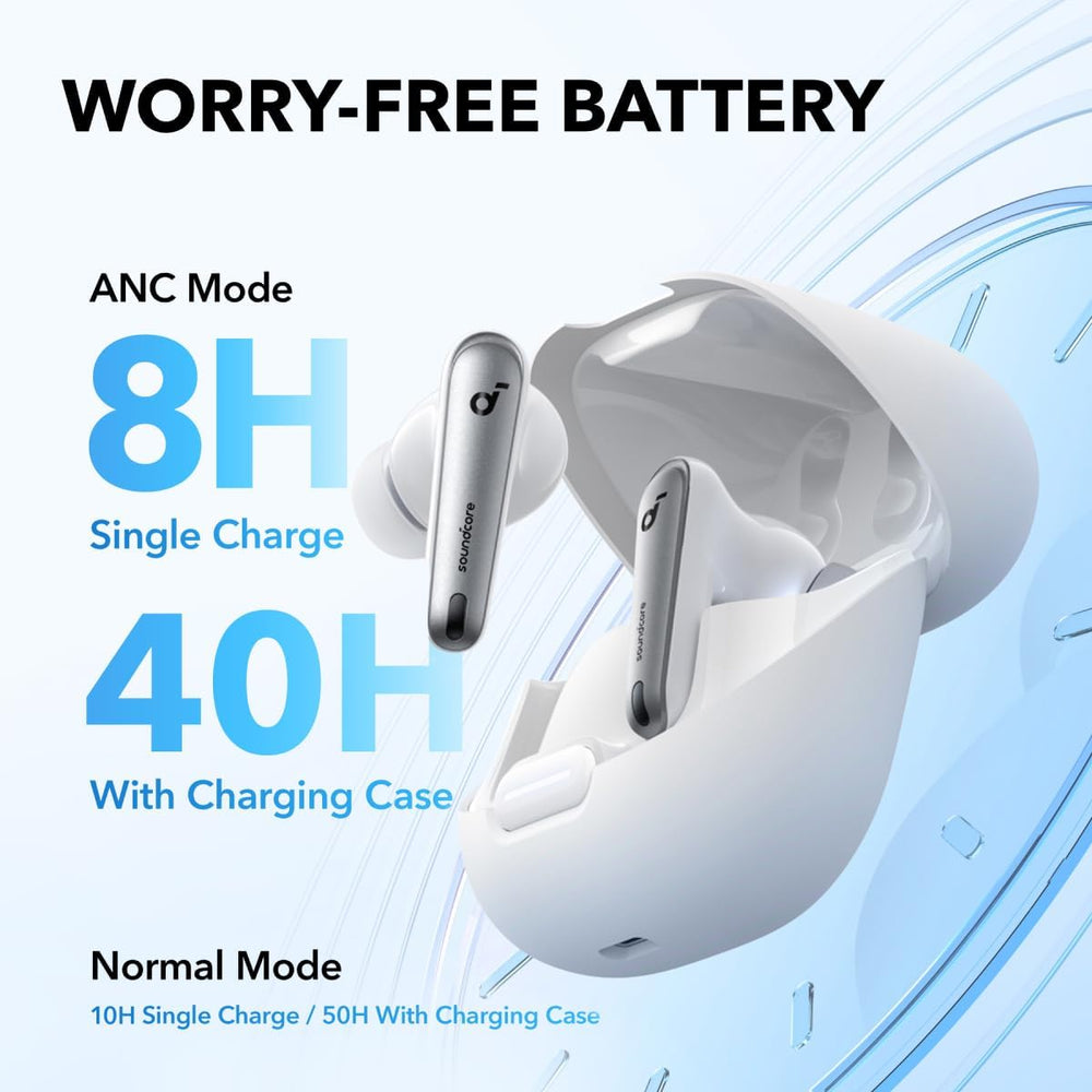 Soundcore by Anker Liberty 4 NC Noise Cancelling Earbuds, 98.5% Noise Reduction, Adaptive Noise Cancelling to Ears and Environment, Hi-Res Sound, 50H Battery, Wireless Charging, Bluetooth 5.3 (White) The Branded Hub