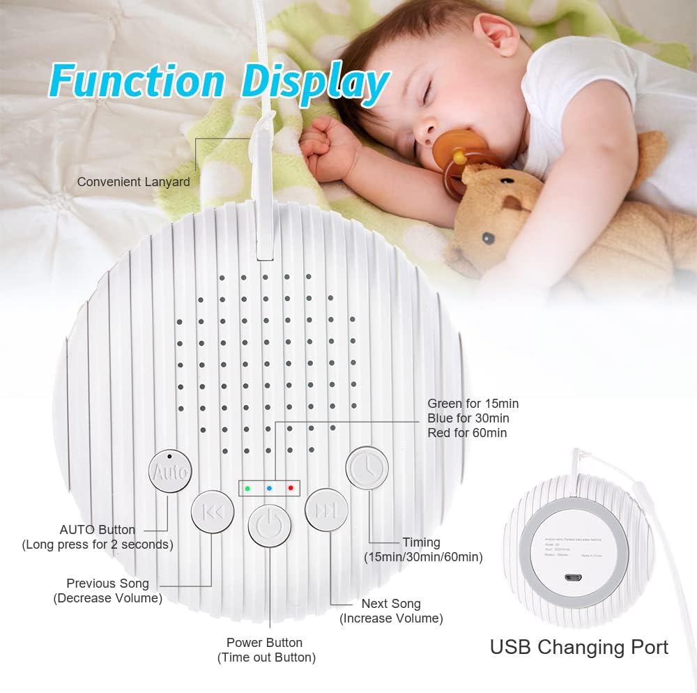 Q3 White Noise Machine, 10 Soothing Nature Sounds Therapy Portable Sleep Sound Machine