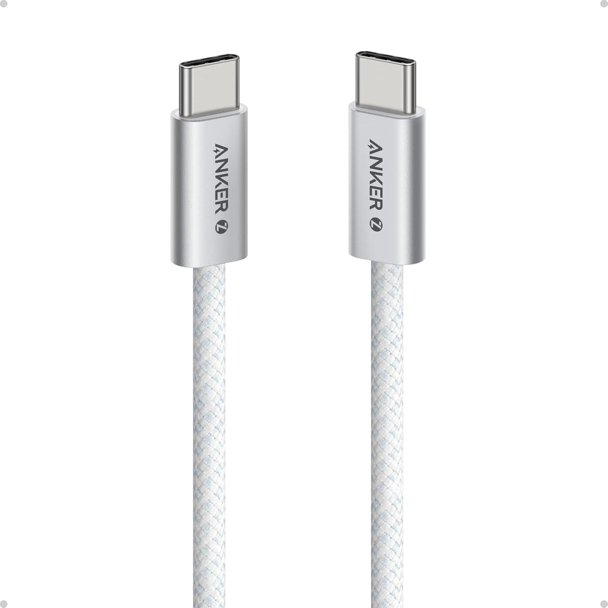 Anker Zolo USB C to USB C Cable, Braided and Dirt-Free Type-C Fast Charging Cable, Slim Connector, for iPhone 17 Series, MacBook (240W) (White, 3.3 FT) The Branded Hub