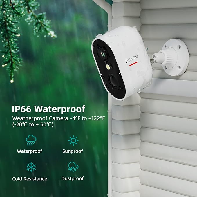 DEKCO Security Camera Outdoor Battery Operated, Wireless CCTV Camera for Home Security, 1080P WiFi Camera Outdoor Indoor with PIR Human Motion Detection & Siren,2 Way Audio, IP66,2.4Ghz Wifi (No 5Ghz) The Branded Hub