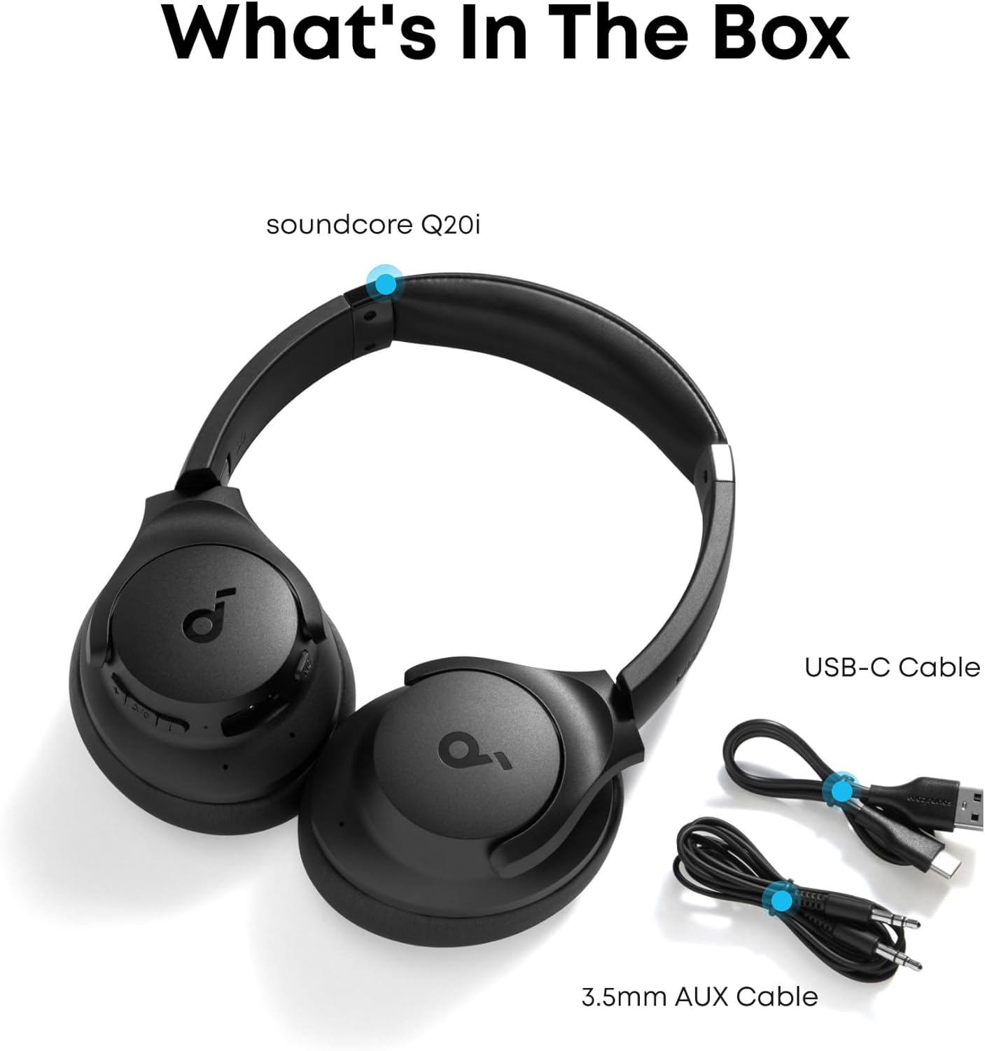Soundcore by Anker Q20i Hybrid Active Noise Cancelling Headphones, Wireless Over-Ear Bluetooth, 40H Long ANC Playtime, Hi-Res Audio, Big Bass, Customize via an App, Transparency Mode The Branded Hub