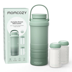 Momcozy 22oz Portable Breastmilk Cooler for 24H Outdoor, Newborn Essentials | 24 Hours & 360° Surrounded Cooling, 2 Extra Baby Bottles for Better Storage, Life Saver for Working Mom, Hassle-Free Cleaning