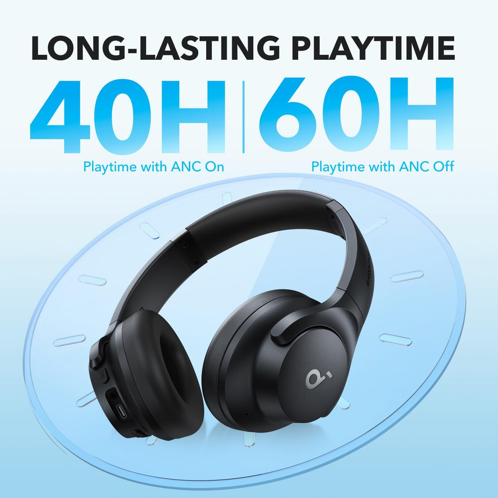Soundcore by Anker Q20i Hybrid Active Noise Cancelling Headphones, Wireless Over-Ear Bluetooth, 40H Long ANC Playtime, Hi-Res Audio, Big Bass, Customize via an App, Transparency Mode The Branded Hub