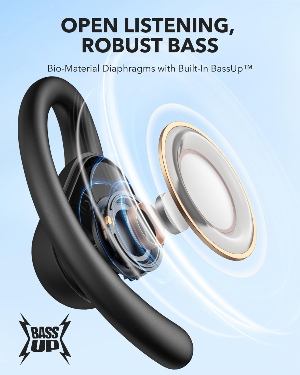 Soundcore by Anker V30i Open-Ear Headphones, Ultra-Comfort, Lightweight Design, Snug Fit, Ergonomic Ear Hooks, Robust Bass, 36H Playtime, Bluetooth 5.3, App Control, Clear Calls, Wireless Earbuds The Branded Hub