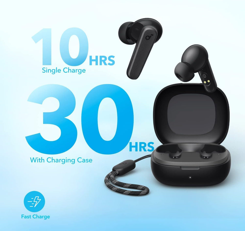 Soundcore by Anker P20i True Wireless Earbuds, 10mm Drivers with Big Bass, Bluetooth 5.3, 30H Long Playtime, Water-Resistant, 2 Mics for AI Clear Calls, 22 Preset EQs, Customization via App (Black) The Branded Hub