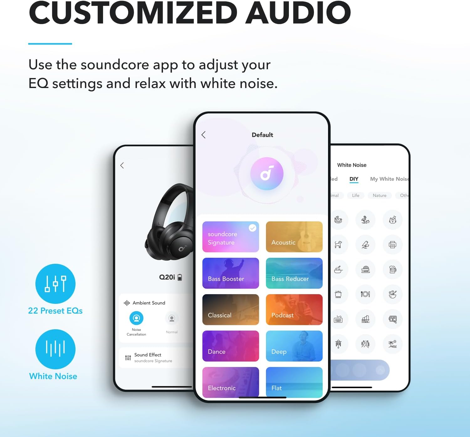 Soundcore by Anker Q20i Hybrid Active Noise Cancelling Headphones, Wireless Over-Ear Bluetooth, 40H Long ANC Playtime, Hi-Res Audio, Big Bass, Customize via an App, Transparency Mode The Branded Hub