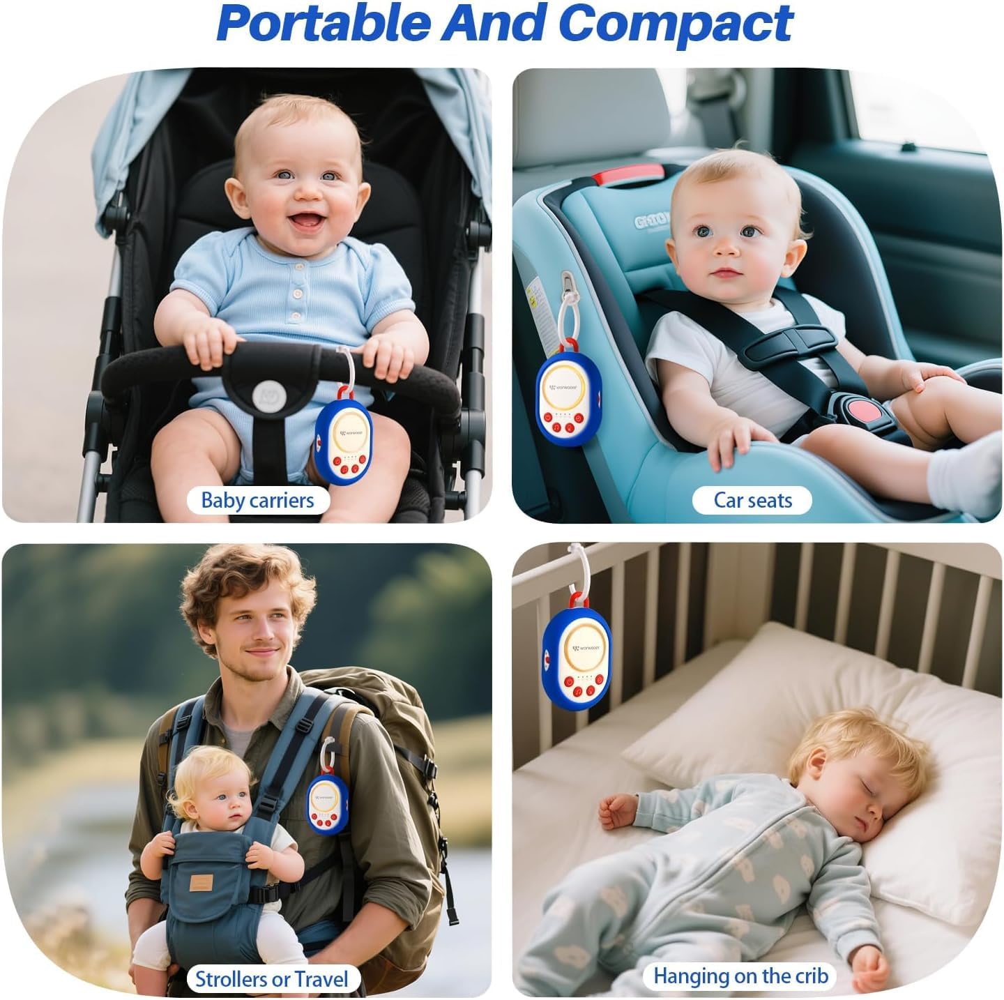 Portable Baby Sound Machine White Noise for Babies Kids Adults | Sleep Soother |Timer Function |20 Soothing Sounds | 22 Hours Battery Life, Travel,Registry...