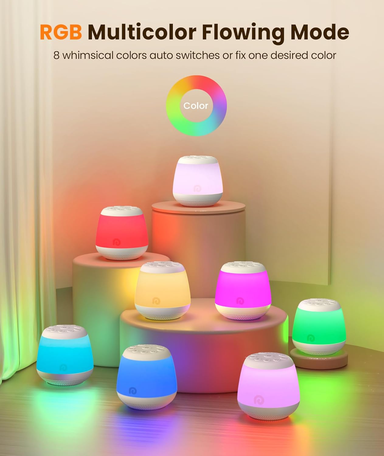 Dreamegg White Noise Machine - Portable Sound Machine Baby for Sleeping with 8 Adjustable Night Light, 24 Sleep Sounds for Baby Kids Adults