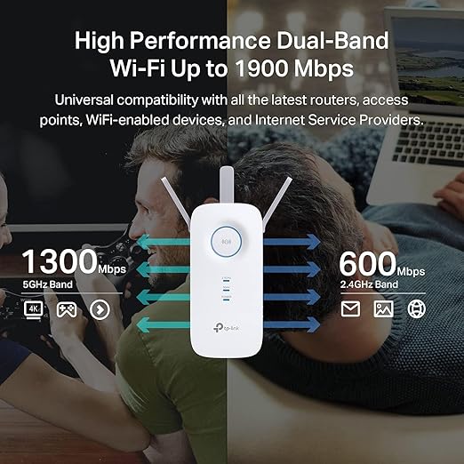 TP-Link AC1900 WiFi Range Extender RE550 | Dual-Band Wireless Repeater Amplifier w/Gigabit Ethernet Port | Up to 2200 Sq. Ft., 32 Devices | Internet Signal Booster | APP Setup | EasyMesh Compatible The Branded Hub