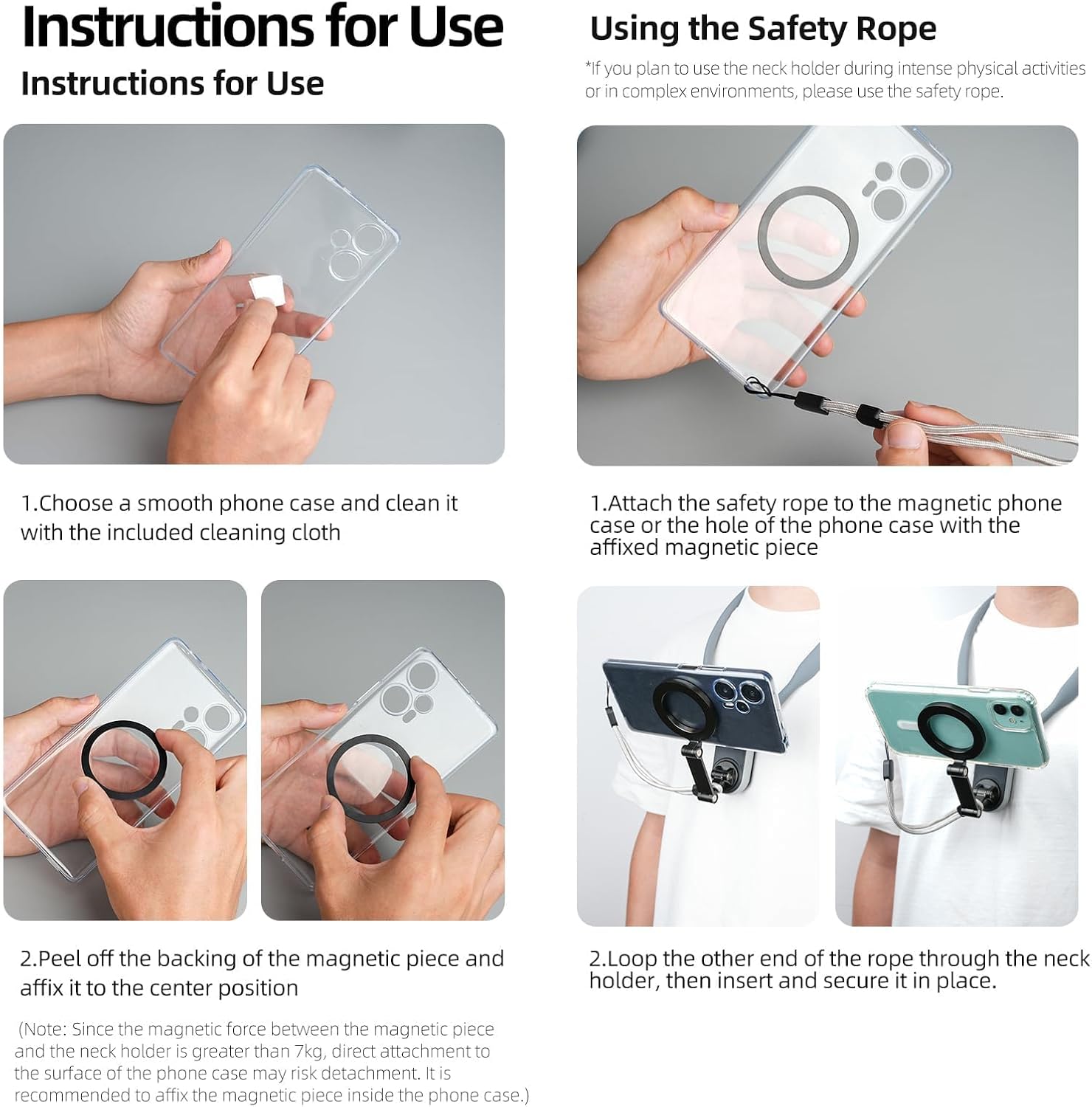 Magnetic Neck Mount for Phones, Neck Cell Phone Holder POV/Vlog Selfie Mount Hand Free