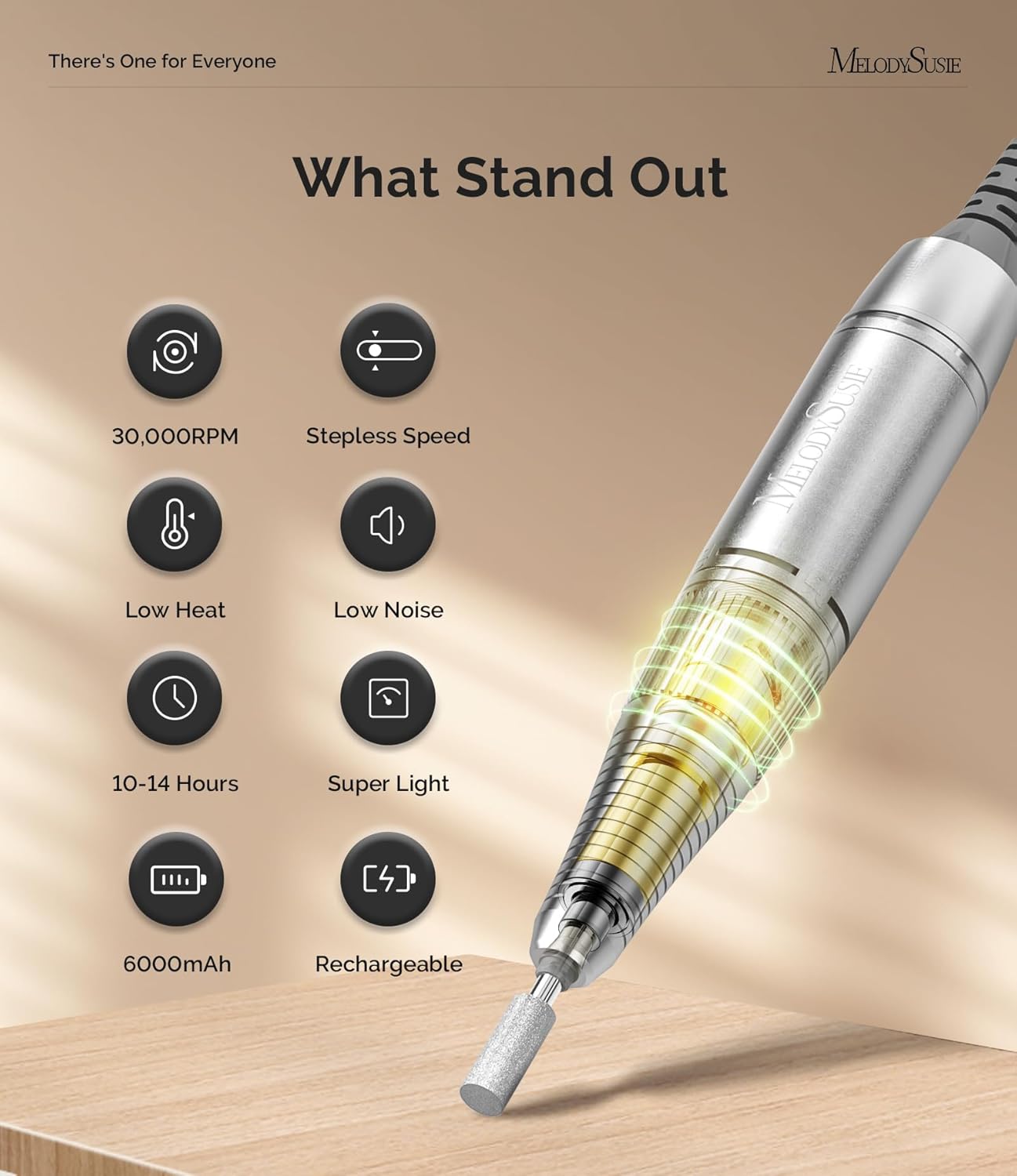 MelodySusie Clip-On Cordless Nail Drill, SC320H 30000RPM The Branded Hub