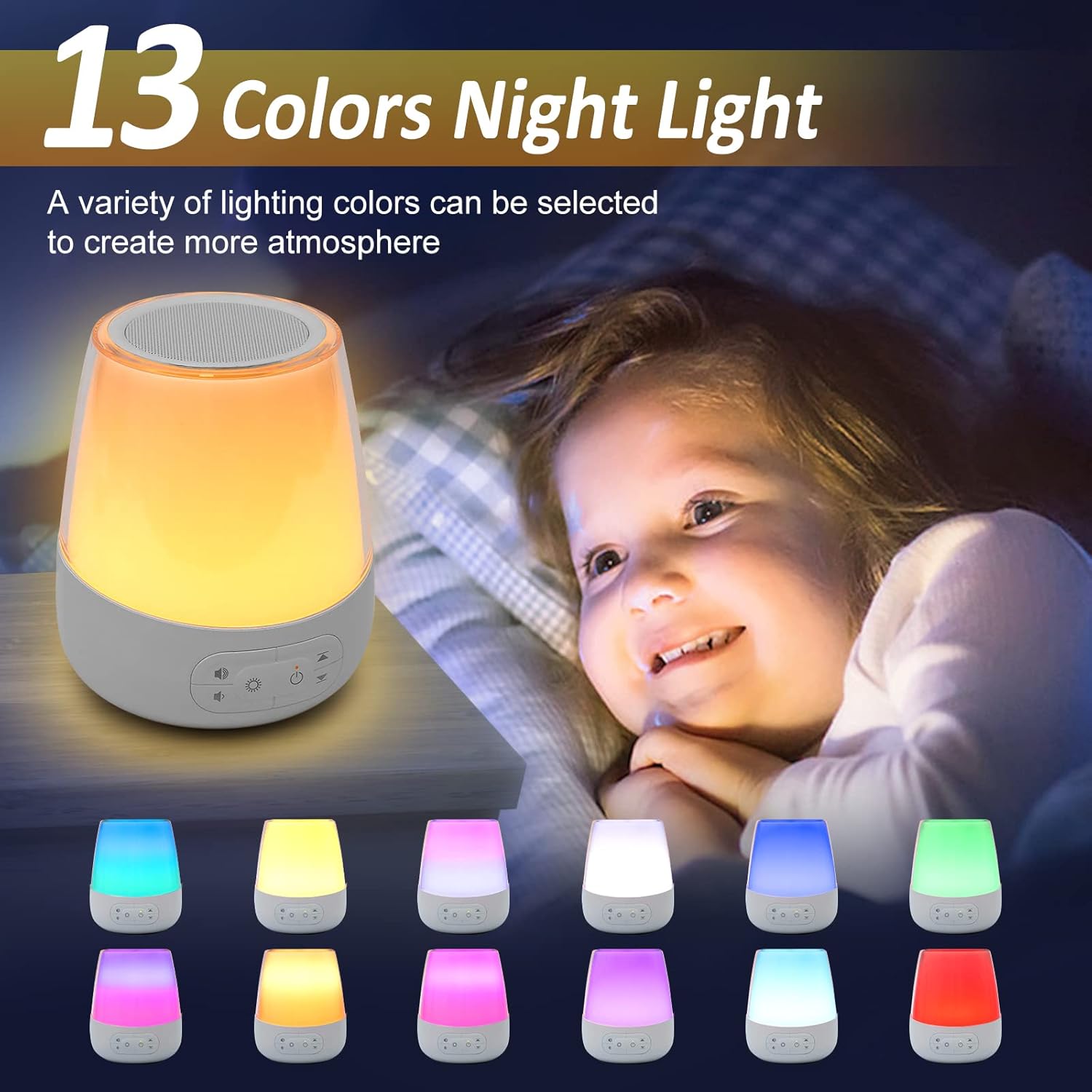 HKAI Baby Sound Machine, White Noise Machine Night Light for Toddler Sleep Trainer, 20 Soothing Sounds, Timer Function for Nursery, Kids & Toddler Bedroom, Plug in