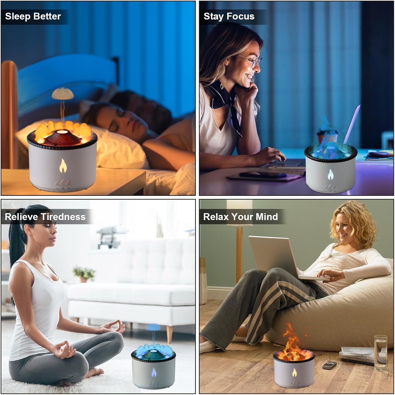 Volcano Humidifier Flame Aroma Diffuser