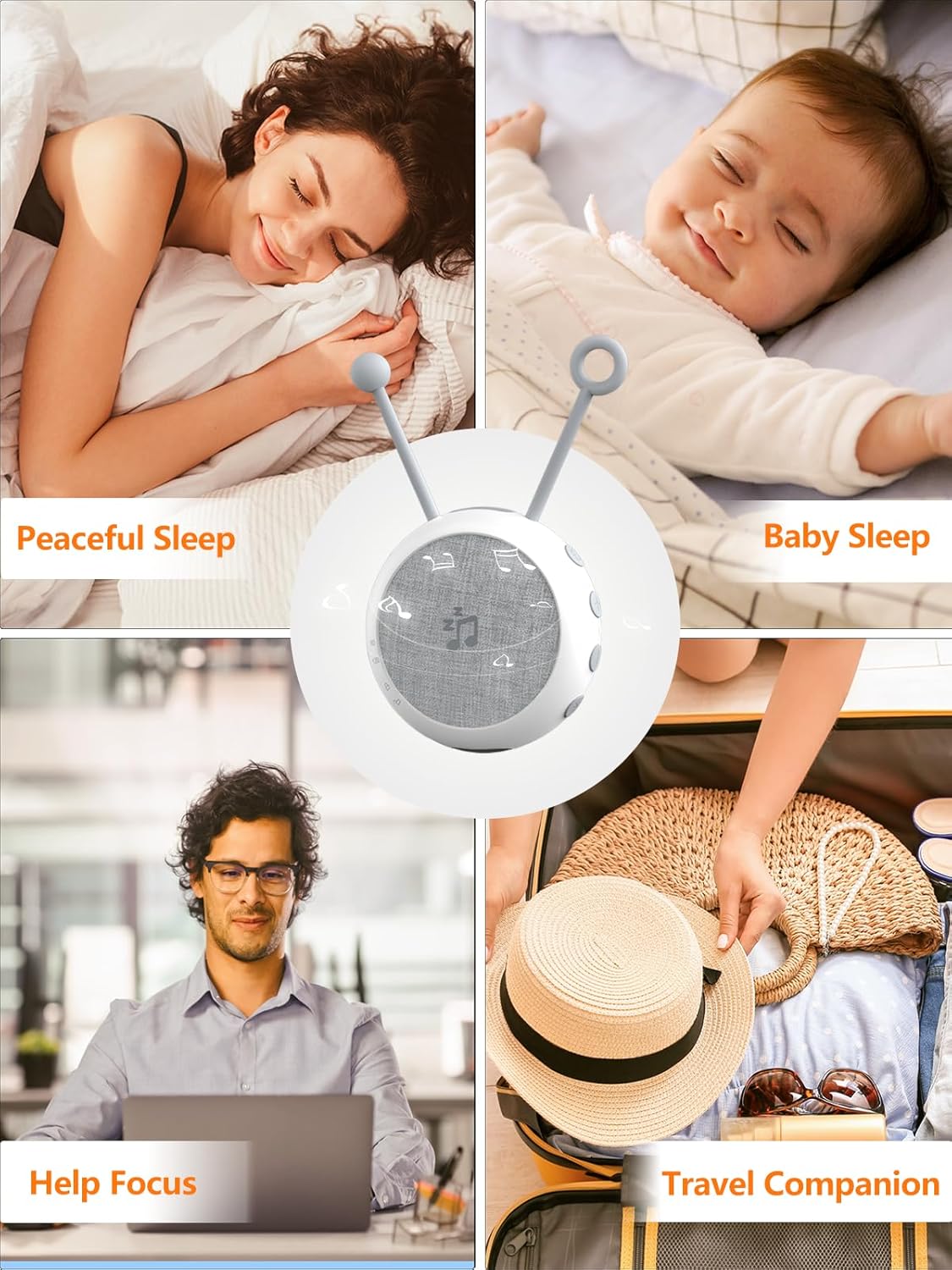 JolyWell White Noise Machine - Portable Sound Machine for Baby & Adult