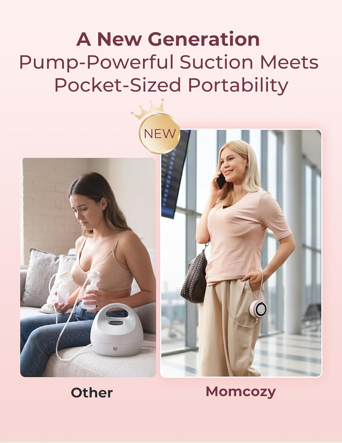 Momcozy V1 Pro Wearable Breast Pump, Hospital-Grade Pocket Primary Pump | Hands-Free Portable Pump, Lightweight, Visible Cups,Real Milk Removal