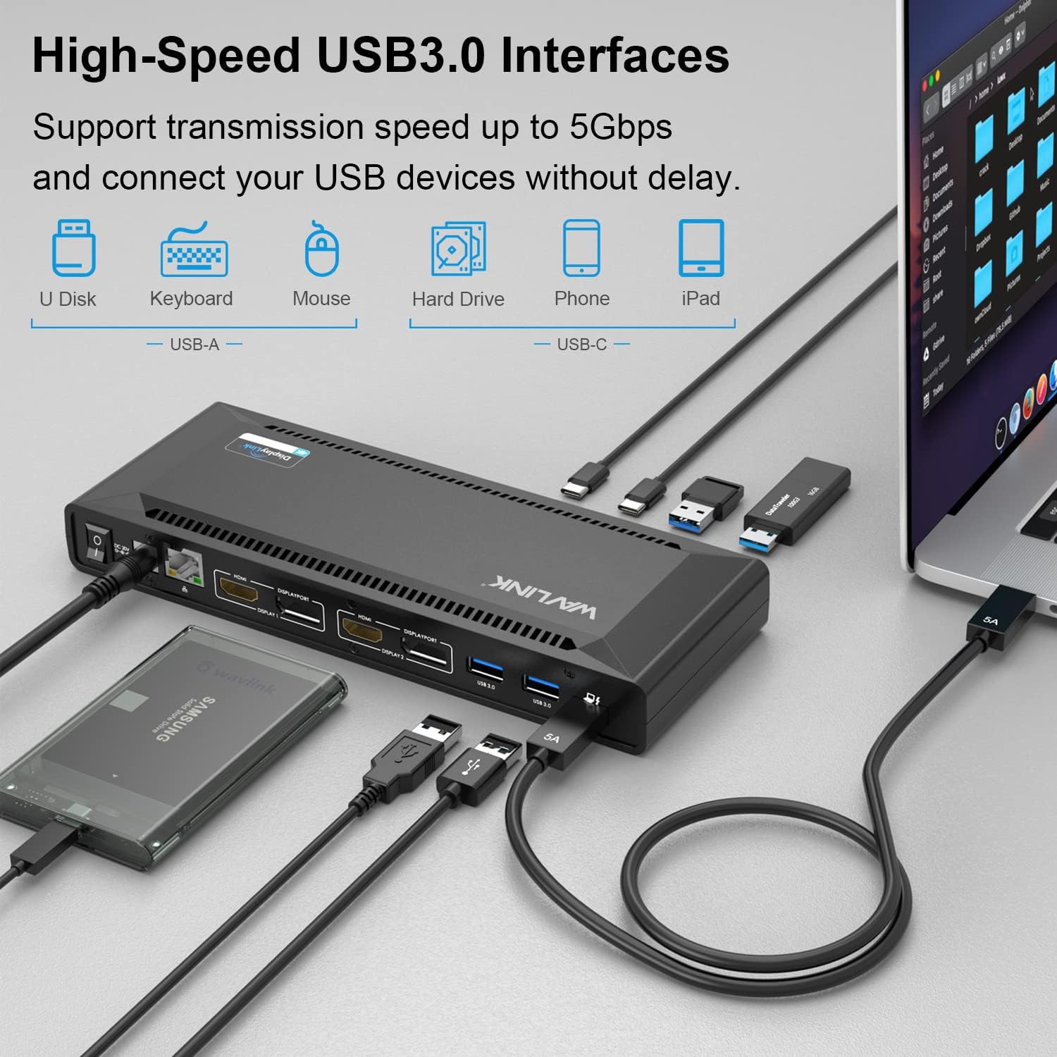 Wavlink USB-C Dual HDMI or DisplayPort Display 4K@60Hz 13-in-1 Universal Docking Station with 100W Power Delivery The Branded Hub