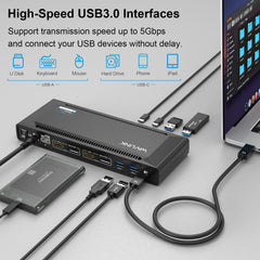Wavlink USB-C Dual HDMI or DisplayPort Display 4K@60Hz 13-in-1 Universal Docking Station with 100W Power Delivery The Branded Hub