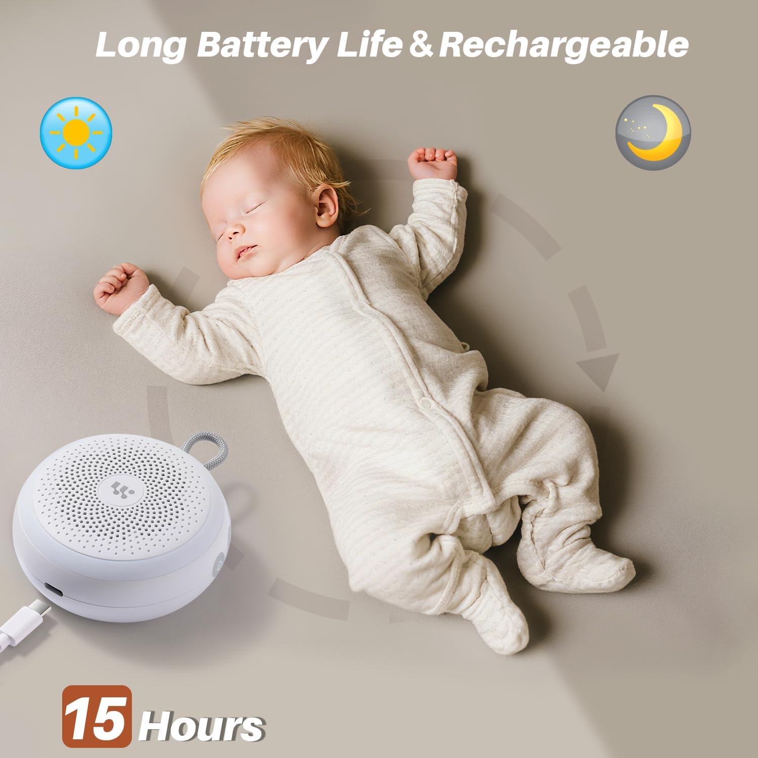 WorWoder White Noise Machine - Portable Sound Machine for Baby Adult, 20 Non-looping Soothing Sound, Noise Canceling for Sleeping, Sound Therapy