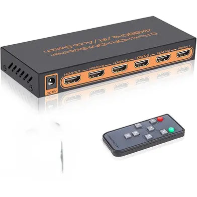 HDMI Switch 4k, 5-in-1 HDMI Splitter with IR Remote The Branded Hub