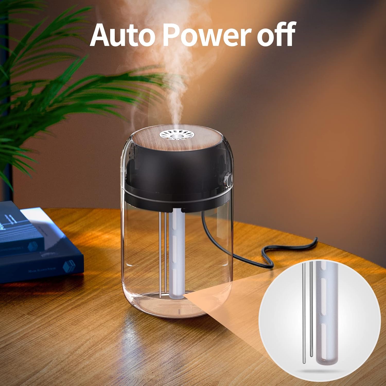 SmartDevil Portable Mini Humidifier, 500ml Desk Plant Humidifier, USB Personal for Bedroom, Office with Night Light, 2 Mist Modes, Black The Branded Hub
