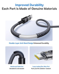 Baseus USB C Cable, 100W 5A Fast Charging USB C Charger Cable with LED Display, Zinc Alloy Nylon Braided Cable The Branded Hub