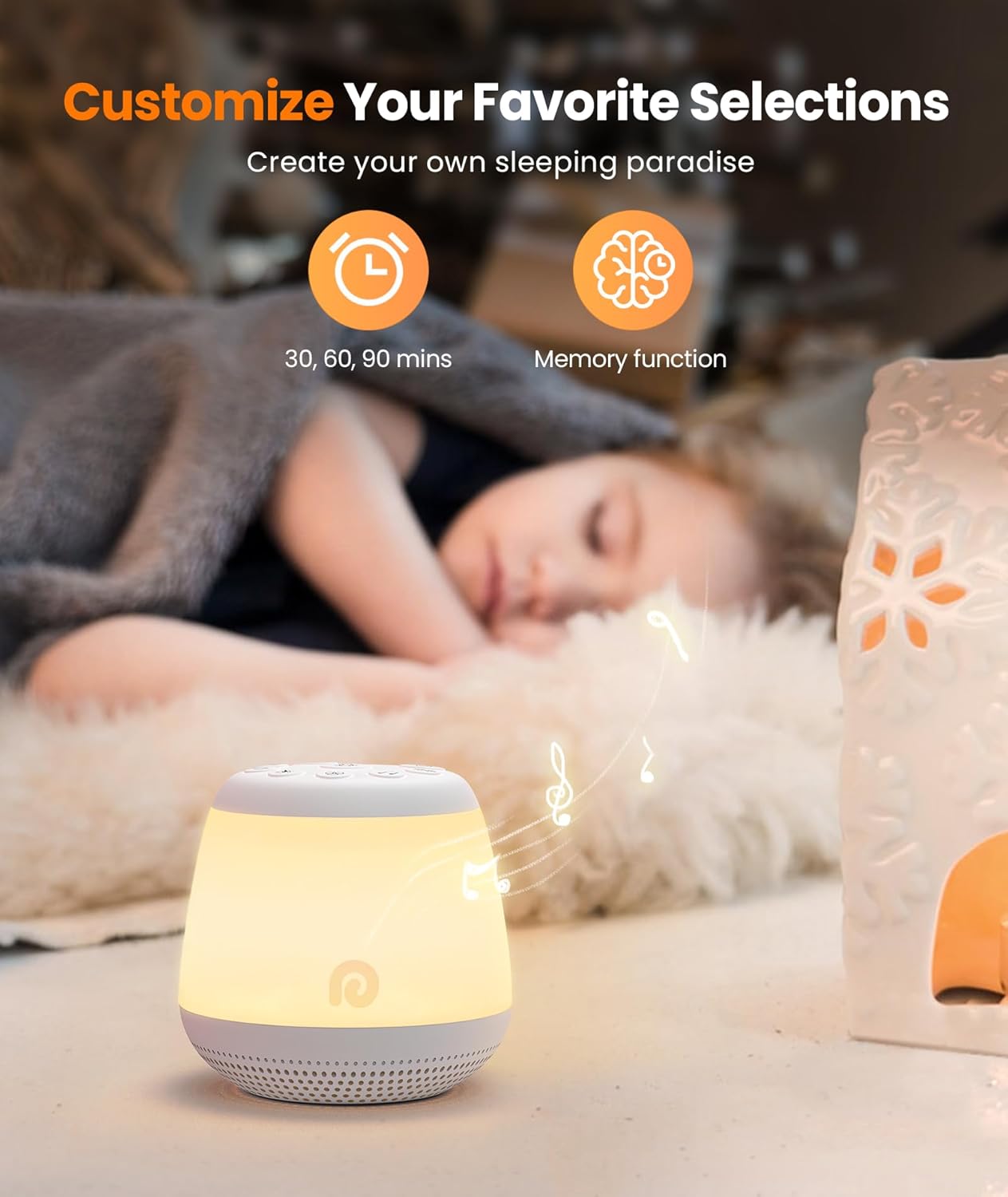 Dreamegg White Noise Machine - Portable Sound Machine Baby for Sleeping with 8 Adjustable Night Light, 24 Sleep Sounds for Baby Kids Adults