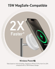 Anker MagSafe Charger Stand Compatible, iPhone 17 MagGo 3 in 1 Wireless Charging Station,Qi2 Certified 15W Wireless Charger, Desk Accessory, for iPhone 15/14/13/12 Series Apple Watch, AirPods The Branded Hub