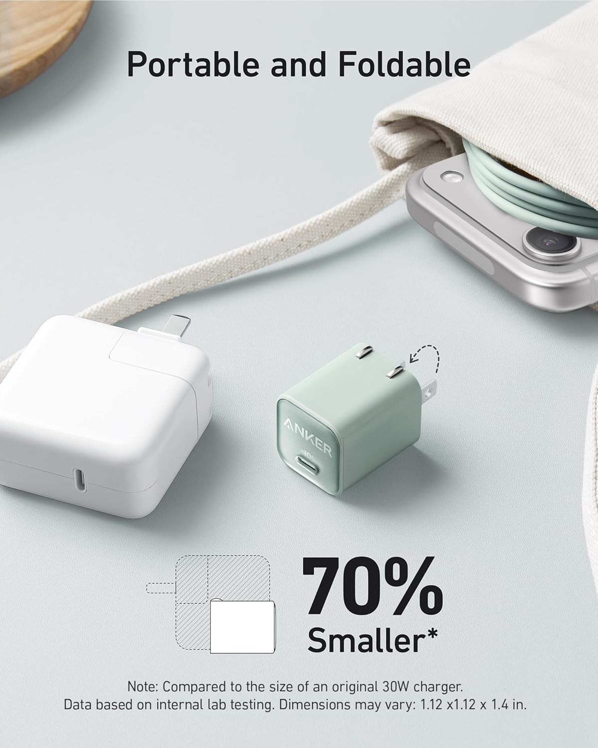Anker Nano USB C Charger Block, 30W PIQ 3.0 Foldable iPhone Charger Fast Charging for iPhone 17/16 Series, Galaxy, iPad, Compatible with MagSafe The Branded Hub