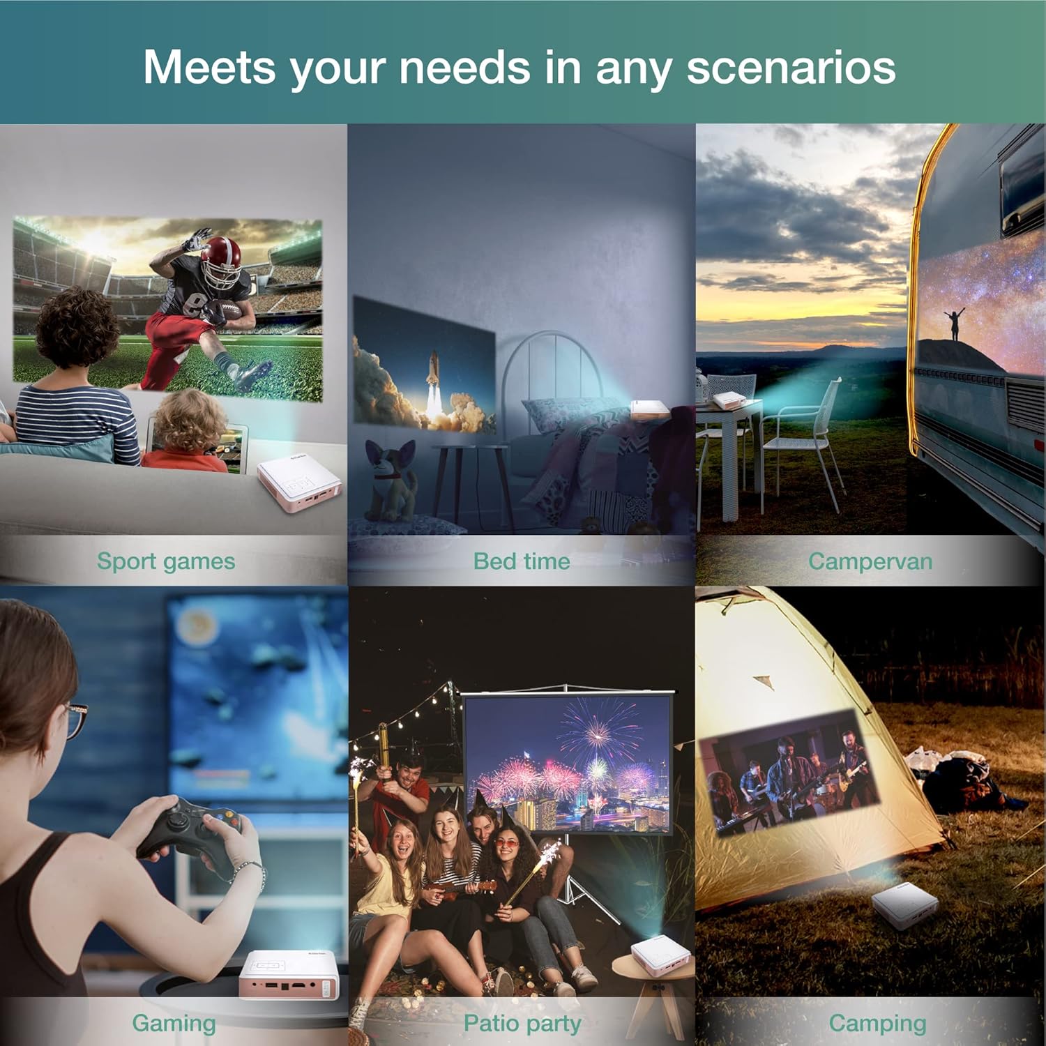 EZCast J4 2024 Travel Projector:Portable with Built-in Battery and Speaker,Great for Camping 1080P Rechargeable DLP Projector.Compatible with HDMI, USB, iPhone and Android Devices The Branded Hub