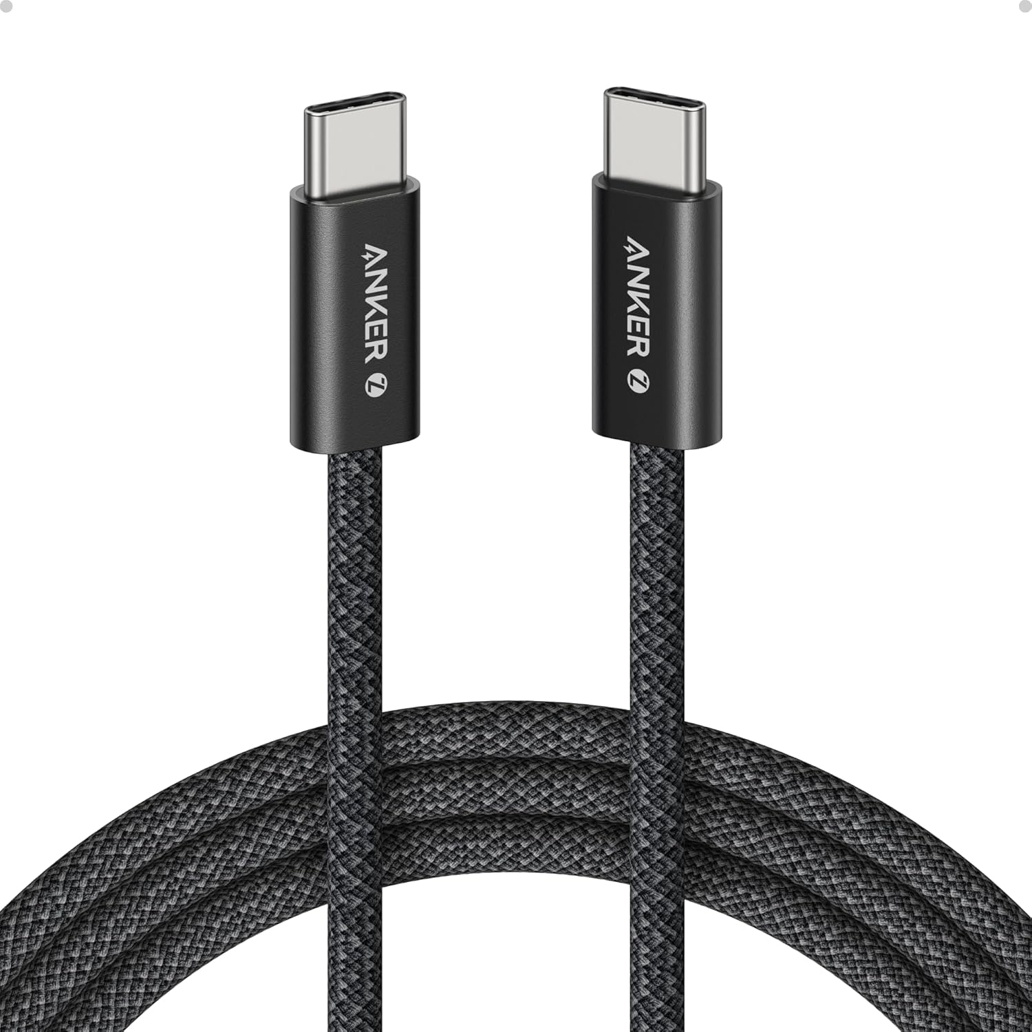 Anker Zolo USB C to USB C Cable, Braided and Dirt-Free Type-C Fast Charging Cable, Slim Connector, for iPhone 17 Series, MacBook (240W) (Black, 3.3FT) The Branded Hub