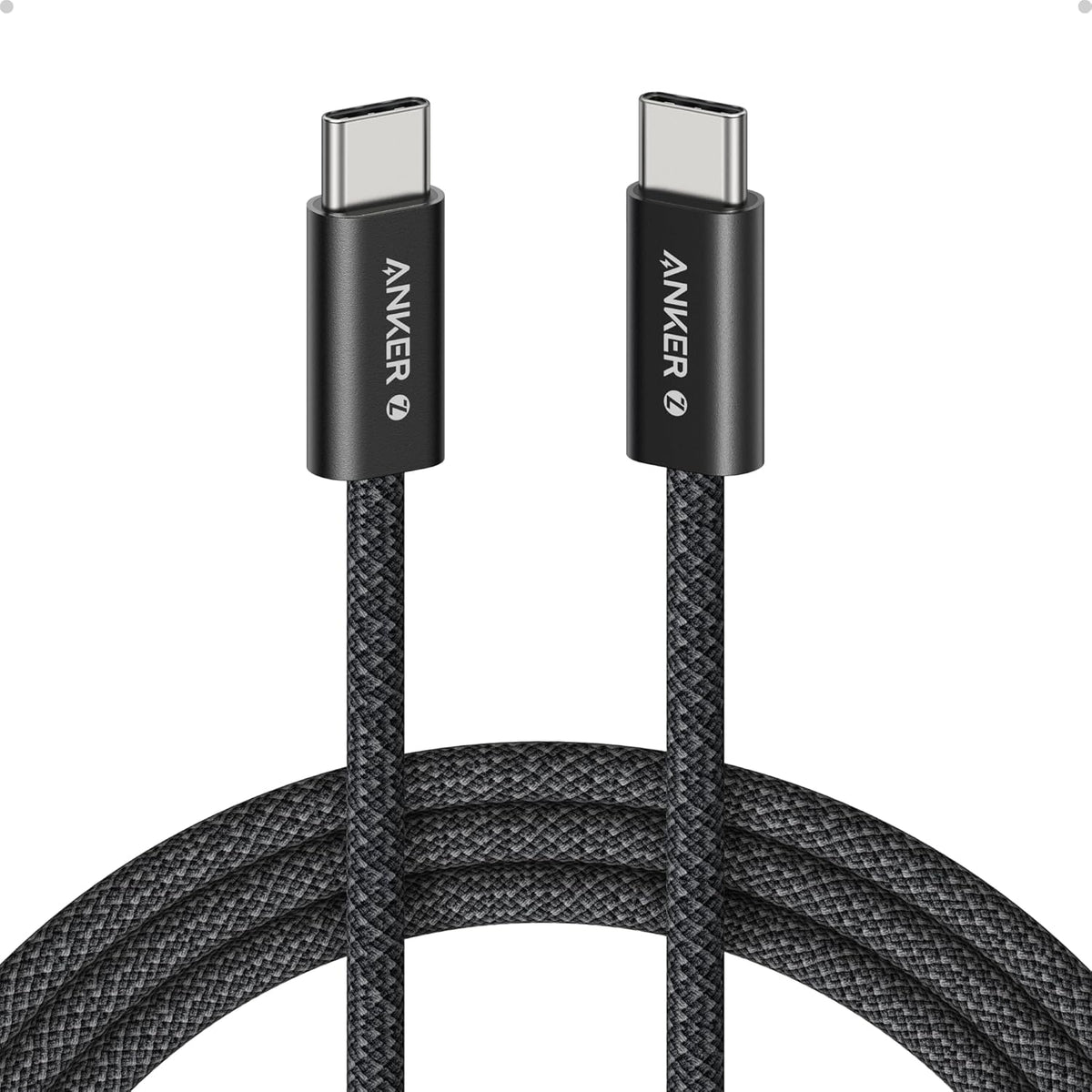 Anker Zolo USB C to USB C Cable, Braided and Dirt-Free Type-C Fast Charging Cable, Slim Connector, for iPhone 17 Series, MacBook (240W) (Black, 3.3FT) The Branded Hub