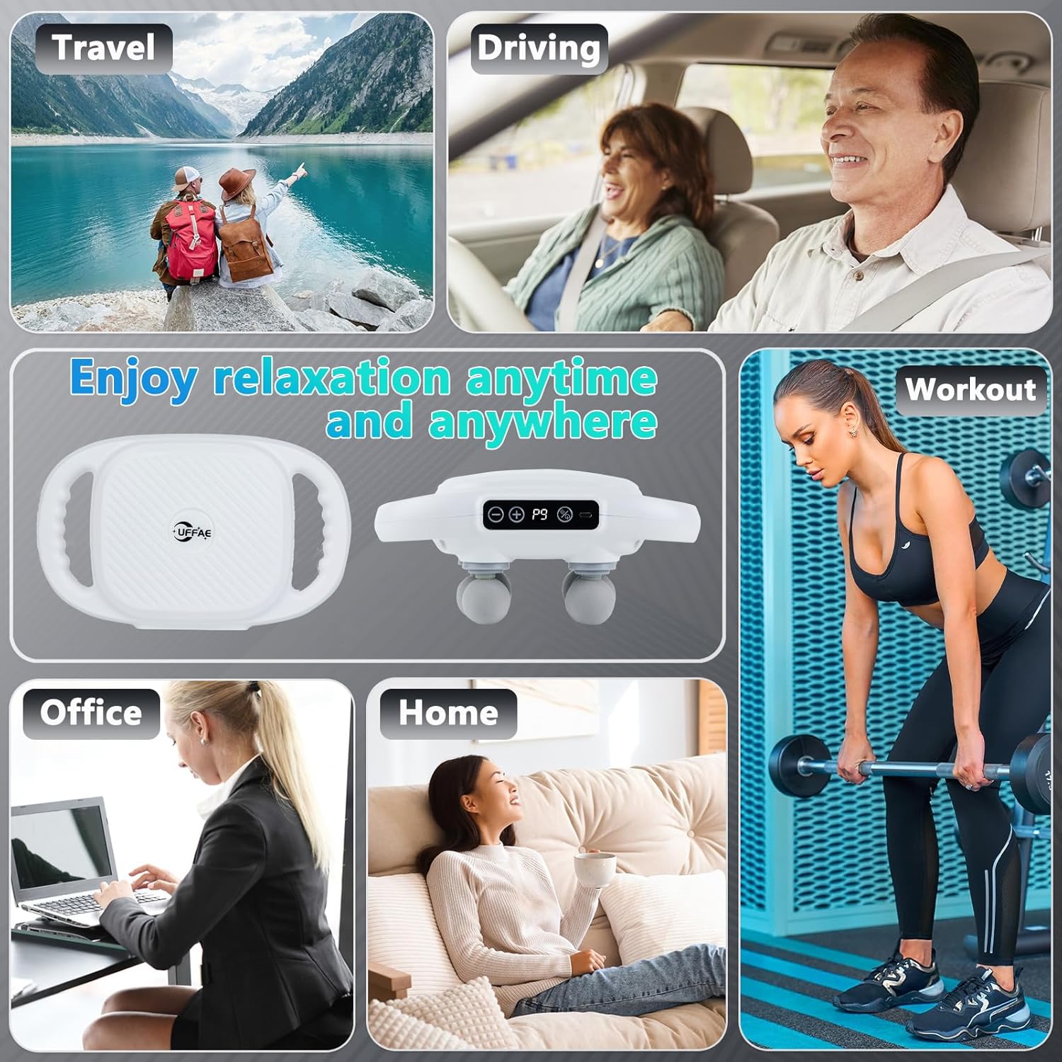 6 Head Massage Gun Deep Tissue with 9 Levels (imported)