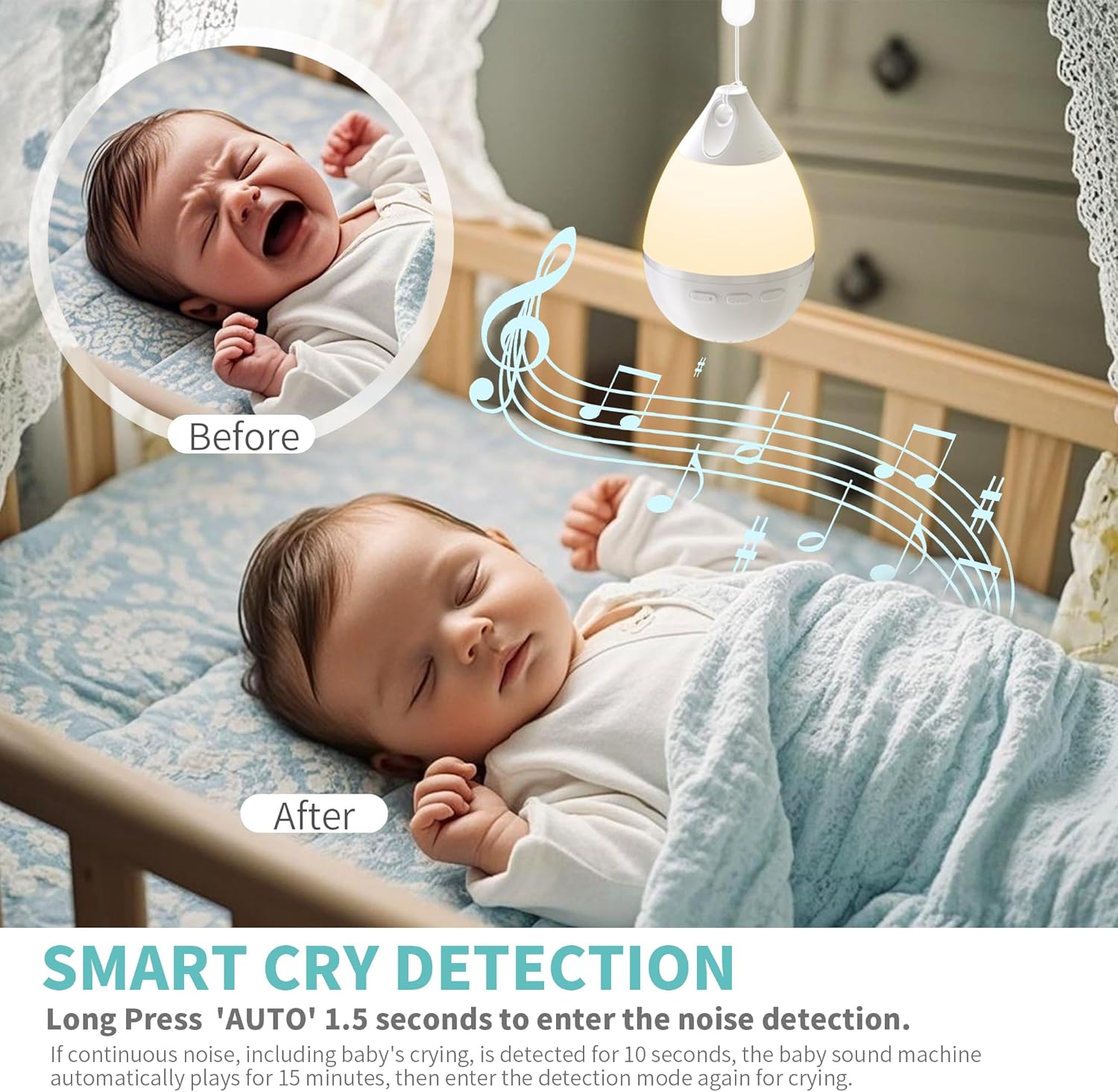 Hush Ultra 3 in 1 Smart Sound Machine, White Noise Machine with Noise Detection, Night Light, Speaker
