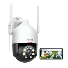 DEKCO Outdoor Security Camera – WiFi, Pan-Tilt 360° View, 3MP, 2-Way Audio, Full Color Night Vision, Waterproof, Motion Detection and Siren The Branded Hub