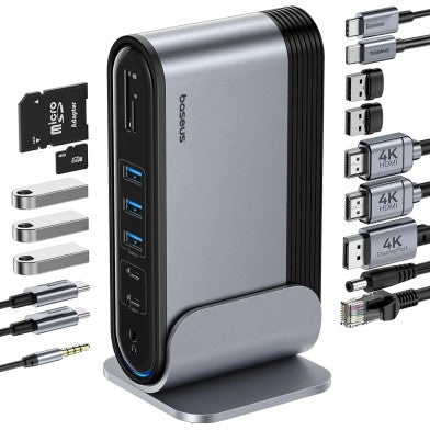 Baseus 17-in-1 USB C Docking Station to Cast on 3 Monitors with 100W PD The Branded Hub